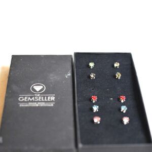 The Gemseller 5 Pr. Swarovski Crystal White Gold PLated Post Like New Earrings